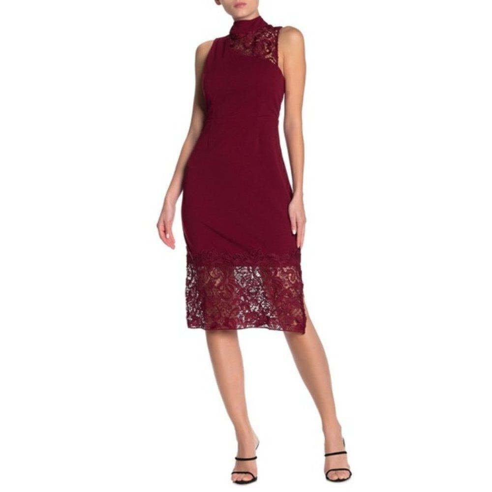 NEW! One One Sixe Lace Panel Sheath Dress size Small in Red